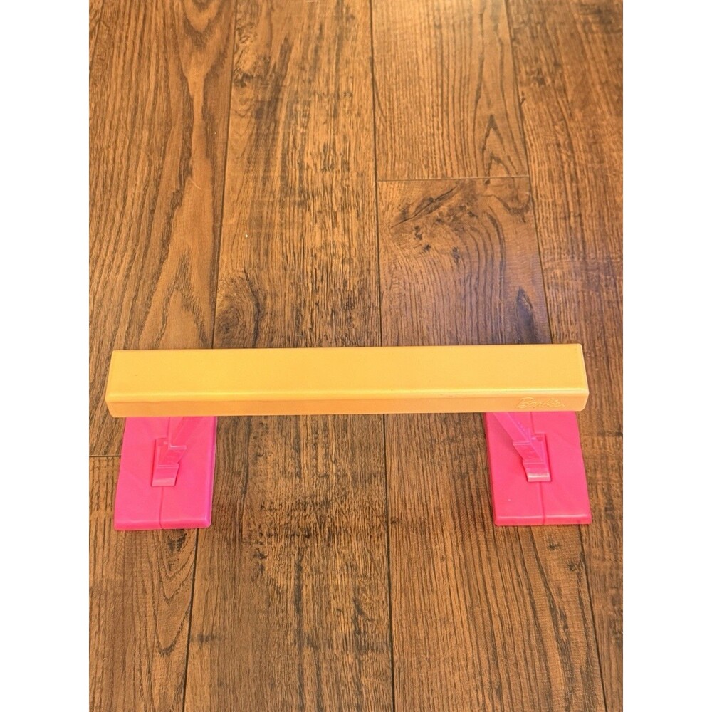 Barbie Dollhouse Gymnast Balance Beam Gymnastics Pink Brown Mattel